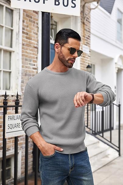 Men's Jumpers Crew Neck Knitted Sweaters Slim