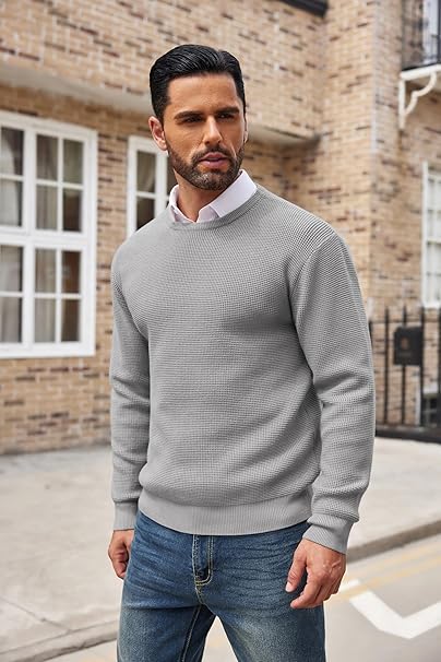 Men's Jumpers Crew Neck Knitted Sweaters Slim