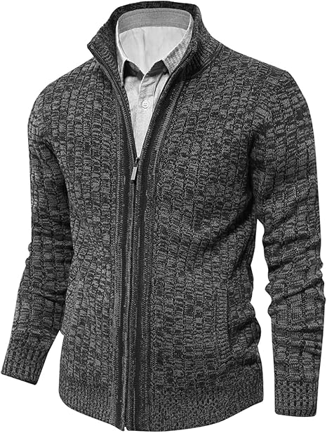 Mens Knitted Cardigan Full Front Zipper Sweater