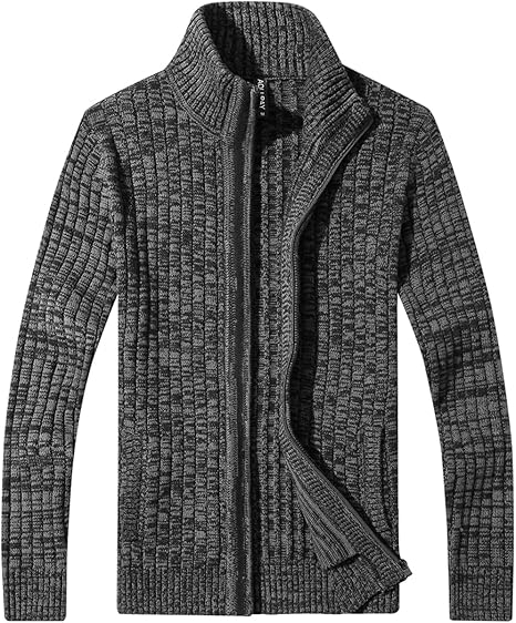 Mens Knitted Cardigan Full Front Zipper Sweater